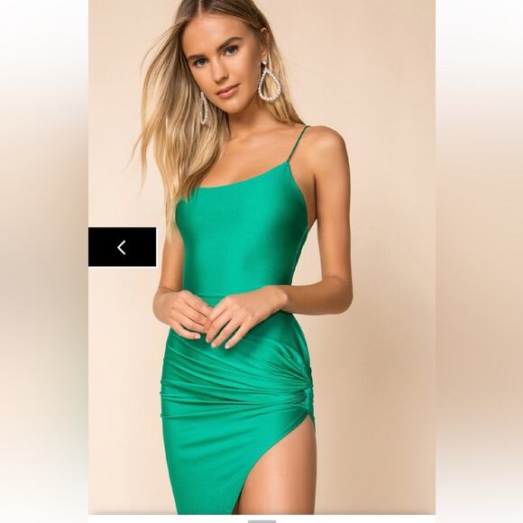 Superdown Eva Twisted Slit Dress in Green size XS - Picture 3 of 13